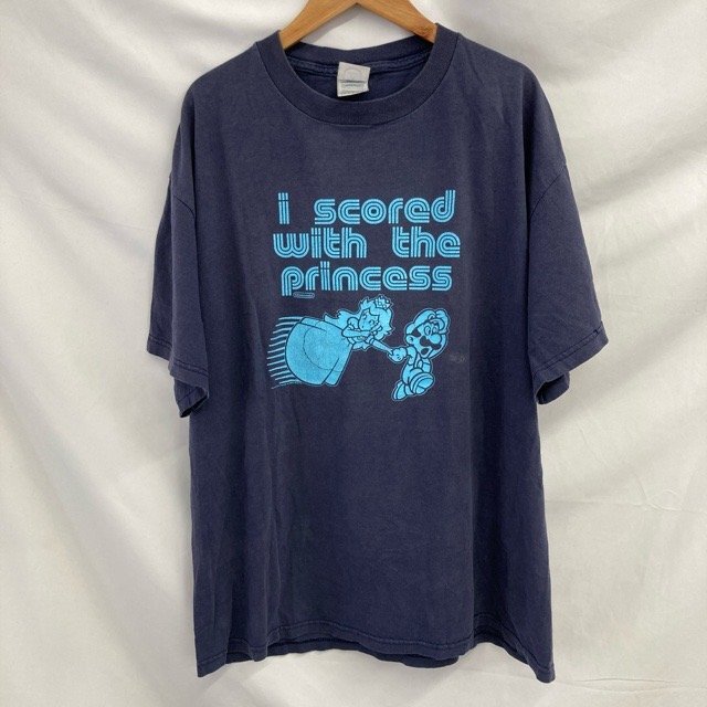 A1897 デルタ L メンズ USA製 コットン プリント スーパーマリオ 半袖 Tシャツ ネイビー DELTA メンズ拍卖