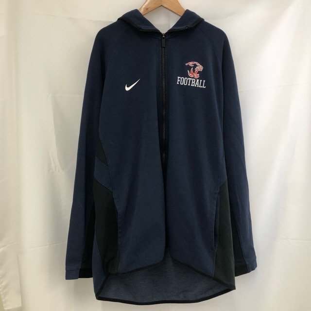 A1855 ナイキ XL アメリカ古着 DRI-FIT ポリエステル 長袖 パーカー ネイビー NIKE メンズ拍卖