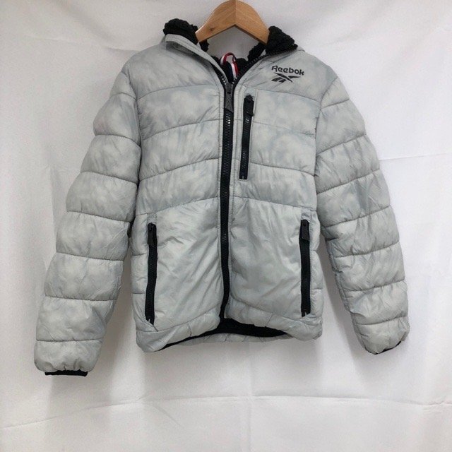 A1694 リーボック S アメリカ古着 中綿 ナイロン ボア ジャケット グレー Reebok キッズ拍卖