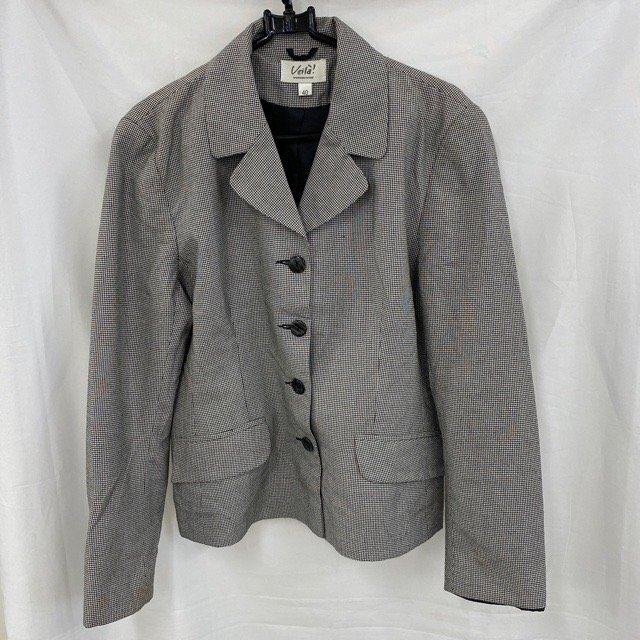 A1957 ヴォイラ 40 ユーロ古着 ポリエステルビスコース 長袖 テーラードジャケット グレンチェック Voila レディース拍卖