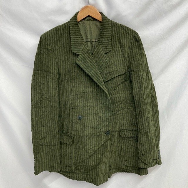 B428 ウオモコンフォート 54 ユーロ古着 イタリア製 コットン コーデュロイジャケット グリーン UOMO COMFORT メンズ拍卖