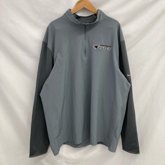 B405 ナイキゴルフ XL アメリカ古着 タイ製 ポリエステルスパンデックス ハーフジップ長袖シャツ グレー NIKE GOLF メンズ拍卖