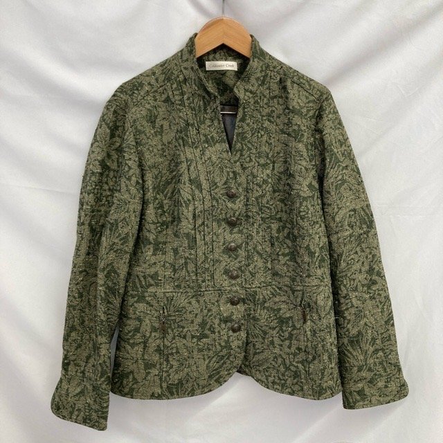 B406 コールドウォータークリーク P10 ユーロ古着 ポリエステル キルティングジャケット グリーン Coldwater Creek レディース拍卖