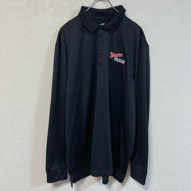 B448 コーナーストーン 2XL アメリカ古着 刺繍 長袖 ポロシャツ ブラック CornerStone メンズ拍卖