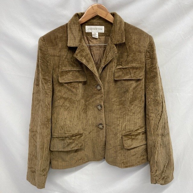B397 ジョーンズニューヨーク 8 ユーロ古着 台湾製 コットン コーデュロイジャケット ブラウン JONES NEW YORK レディース拍卖