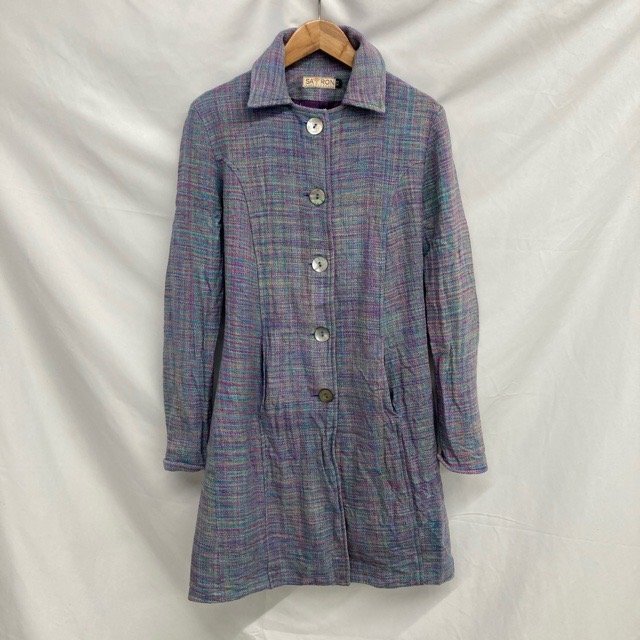 B416 サフロンレアスレッズ XS アメリカ古着 USA製 シルク ロングジャケット マルチカラー SAFFRON RARE THREADS レディース拍卖