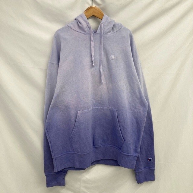 B402 チャンピオン L アメリカ古着 ホンジュラス製 コットンポリ グラデーションパーカー パープル Champion メンズ拍卖