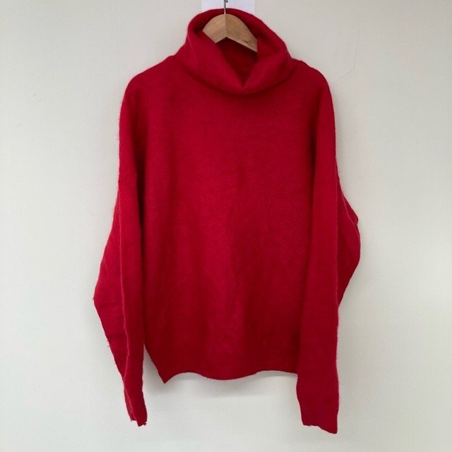 B486 ワークインプログレス アメリカ古着 アンゴラ混 タートルニット レッド WORK IN PROGRESS レディース拍卖