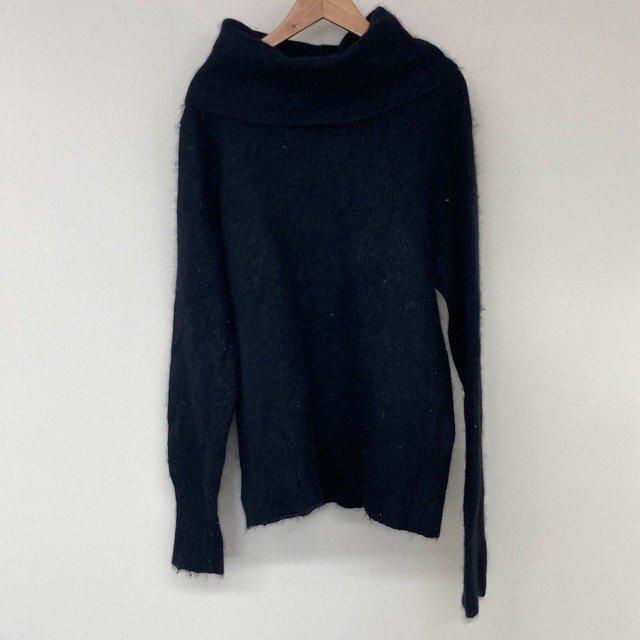 B530 フィオレッラルビーノ L ユーロ古着 イタリア製 アンゴラ混 長袖 ニット ネイビー FIORELLA RUBINO レディース拍卖