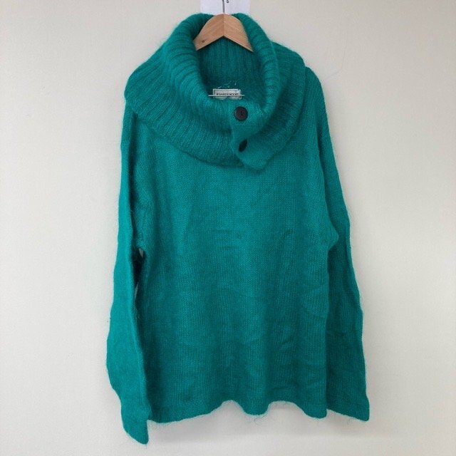 B532 ジェニファームーア S アメリカ古着 香港製 モヘア混 長袖 ニット グリーン JENNIFER MOORE レディース拍卖