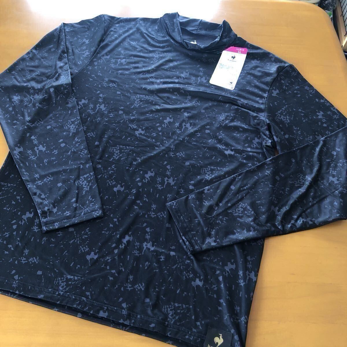 LLサイズ ブラック柄 新品未使用ルコック le coq sportif ストレッチ長袖モックネックシャツ あったか裏起毛拍卖