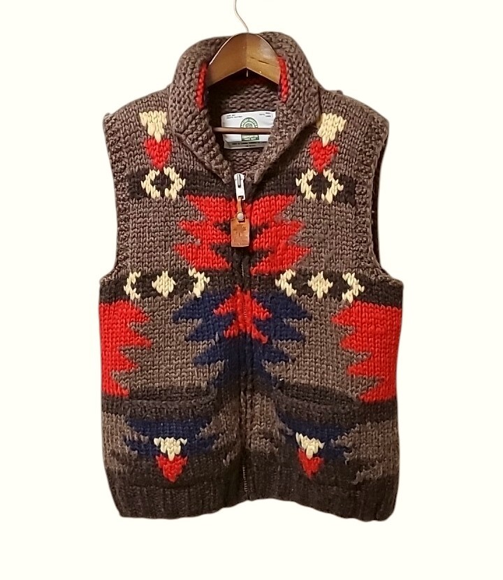 CANADIAN SWEATER カウチンベスト ハンドニット ヴィンテージ ネイティブ柄拍卖