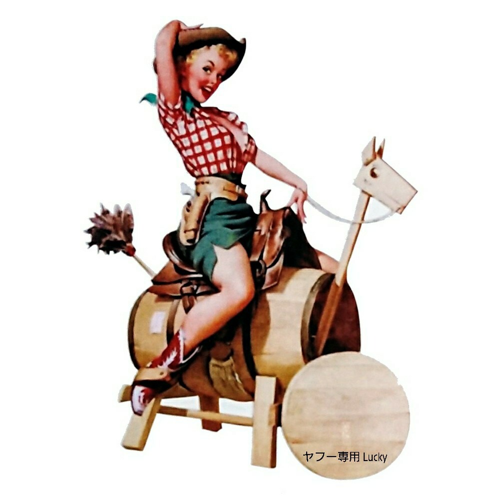 ヴィンテージ レトロ 転写 ステッカー 車 カッティングステッカー シール シート デカール カウガール ピンナップ ガール バイク luk436拍卖