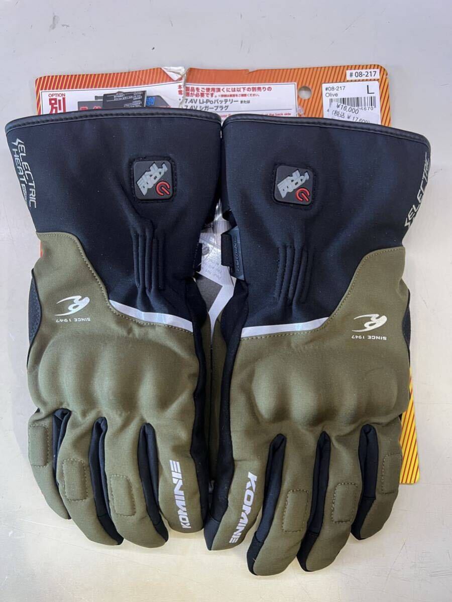 未使用訳あり品!KOMINE プロテクトエレクトリックヒートグローブ!Lサイズ オリーブ!送料無料!拍卖