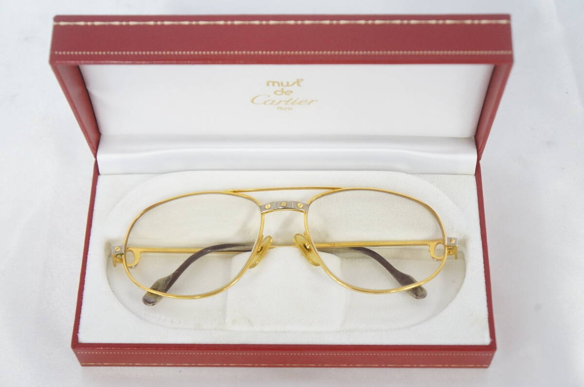 Cartier カルティエ 140 58□18 度有 眼鏡 ゴールドカラー メガネフレーム 箱付き 7010206011拍卖