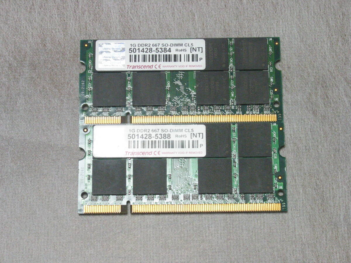 Transend DDR2ノート用メモリ DDR2/1G/667 SO-DIMM CL5x2個 501428-5388/501428-5384 中古 定形¥110拍卖