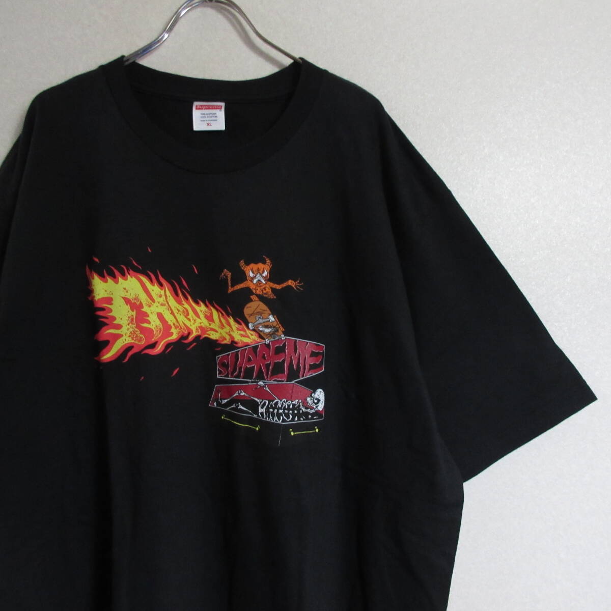 ○試着程度 supreme シュプリーム◆Thrasher スラッシャー 24AW Back Tail Tee Black Tシャツ◆メンズ ブラック XLサイズ拍卖
