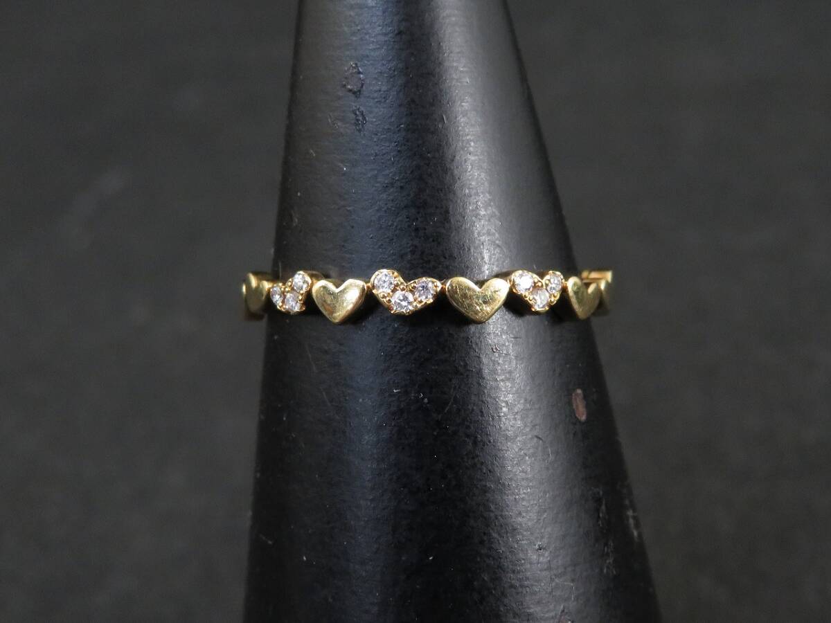 AHKAH アーカー アンハートパヴェ リング 11号 ダイヤモンド0.03ct K18YG拍卖