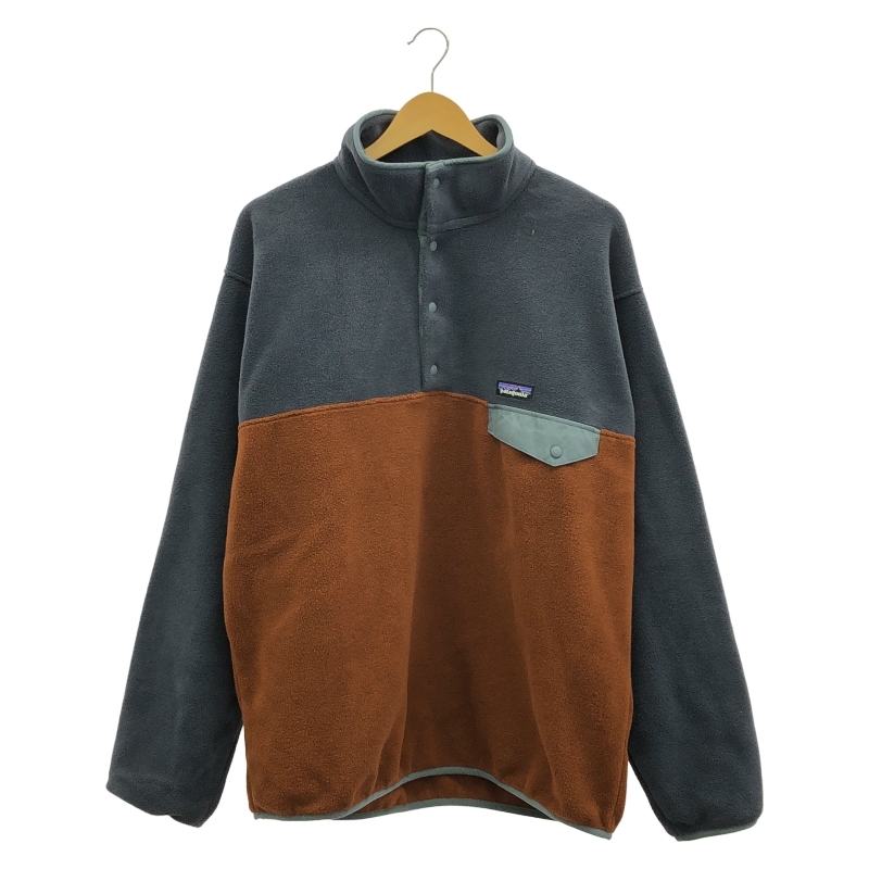 【中古】Patagonia 21AWライトウェイトシンチラ スナップT プルオーバーフリースジャケット サイズL ネイビー 茶 STY25580FA21 パタゴニア拍卖