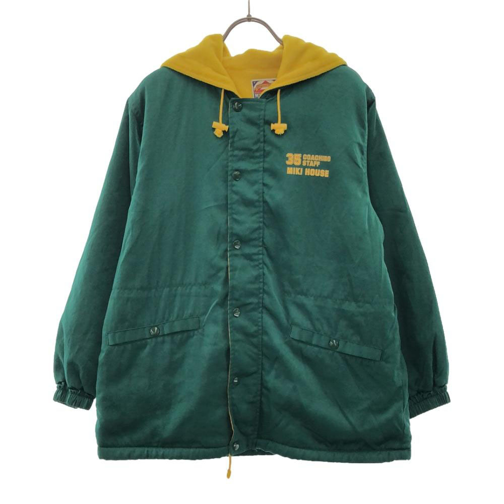 mikihouse ミキハウス プリント ナイロンジャケット 150 グリーン 裏フリース キッズ拍卖