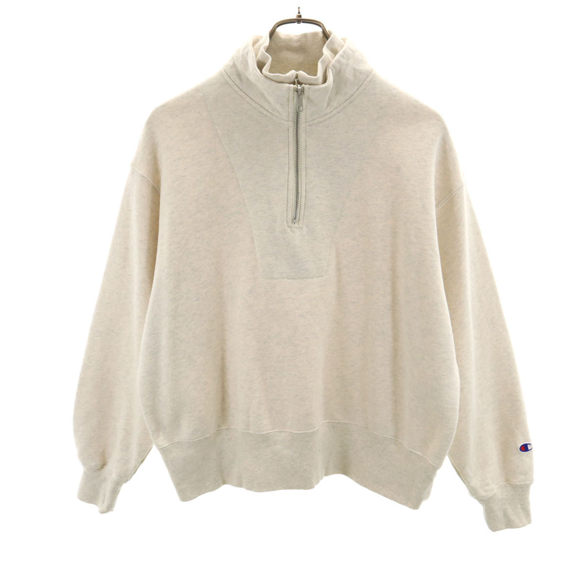 Champion チャンピオン 長袖 ハーフジップ スウェット トレーナー M グレー プルオーバー 裏起毛 レディース拍卖