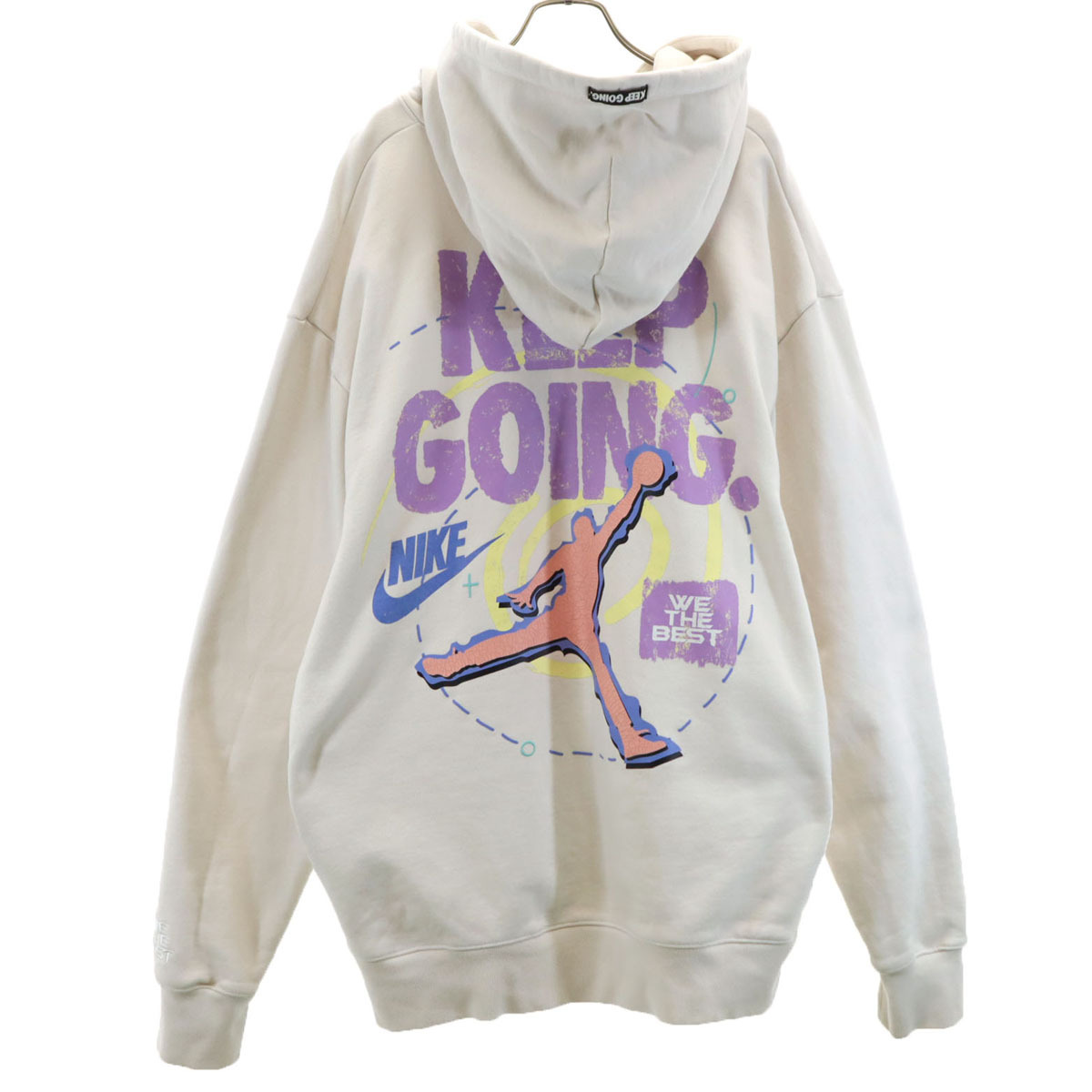 AIR JORDAN エアジョーダン ジャンプマンロゴ 長袖 スウェットパーカー XXL ホワイト ビッグサイズ NIKE ナイキ メンズ拍卖