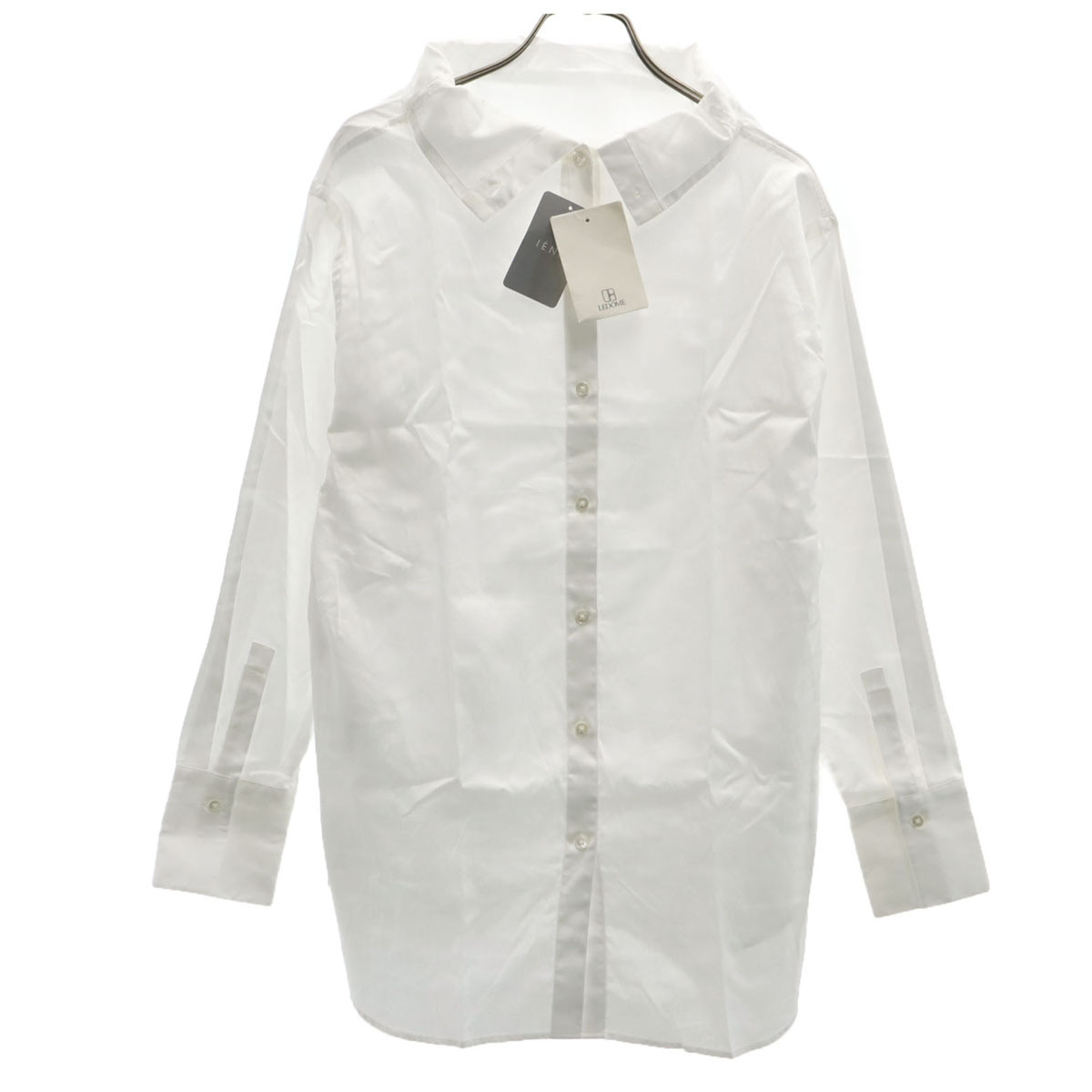 未使用 IENA イエナ 日本製 長袖 ドレープデザイン シャツ F ホワイト タグ付き ブラウス レディース拍卖
