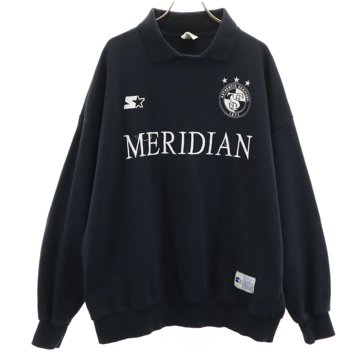 WEGO ウィゴー STARTER スターター別注 長袖 ポロ スウェット M ブラック メンズ拍卖