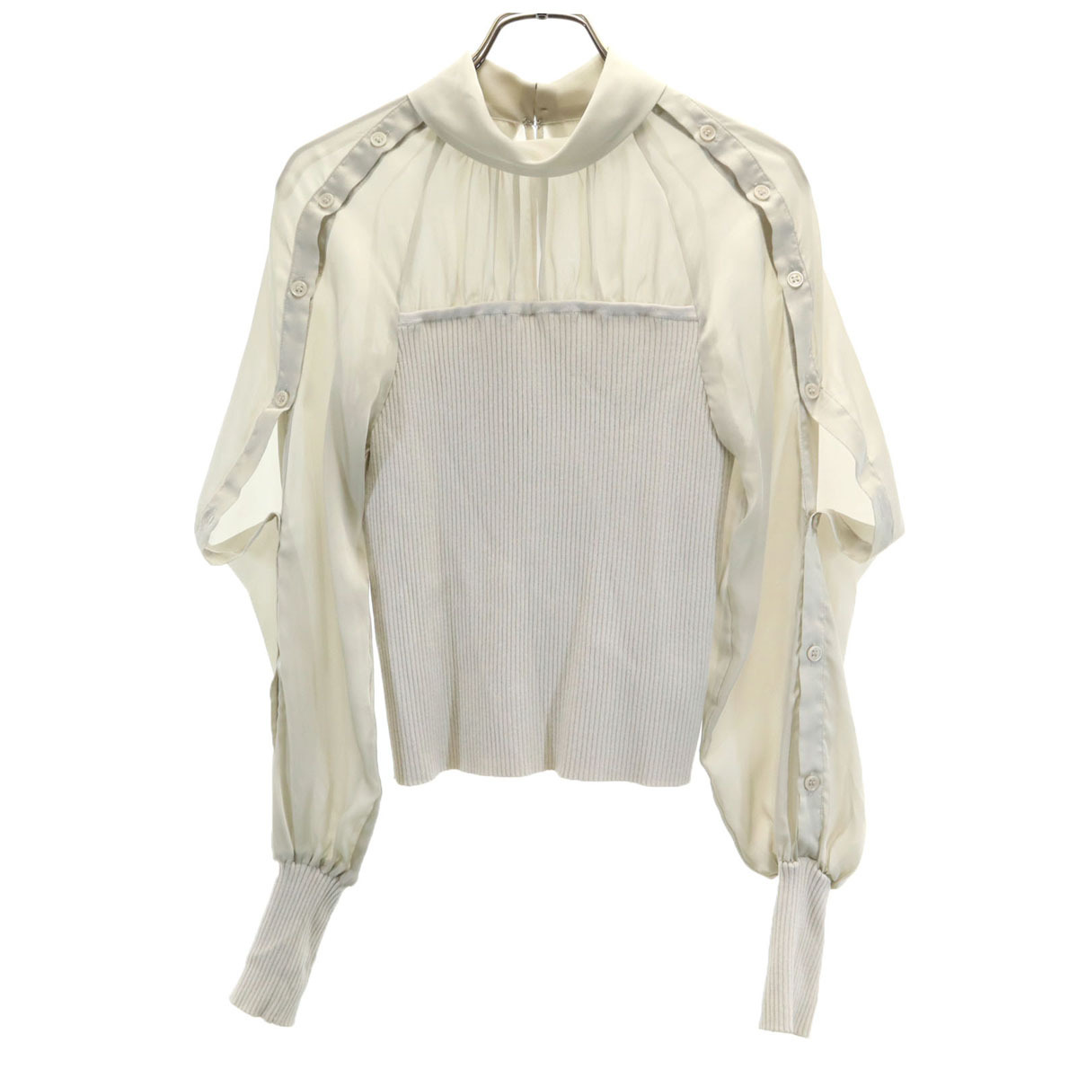 SNIDEL スナイデル 長袖 オープンショルダー シアー ニット F グレージュ プルオーバー レディース拍卖