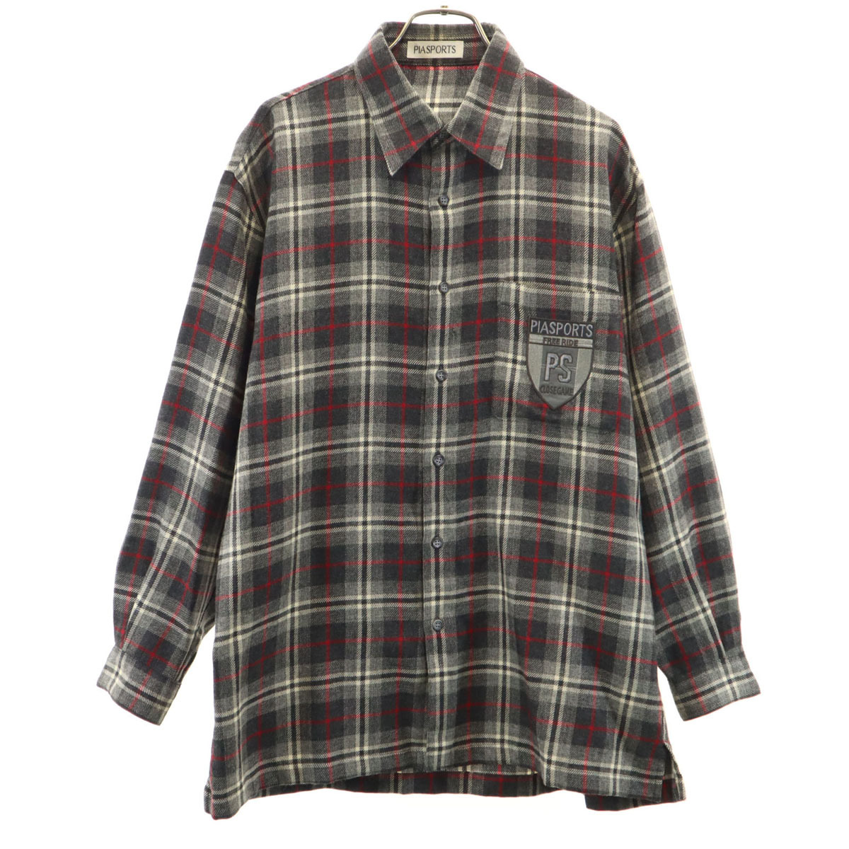 PIA SPORTS ピアスポーツ 日本製 チェック柄 長袖 ネルシャツ 3 チャコールグレー メンズ拍卖