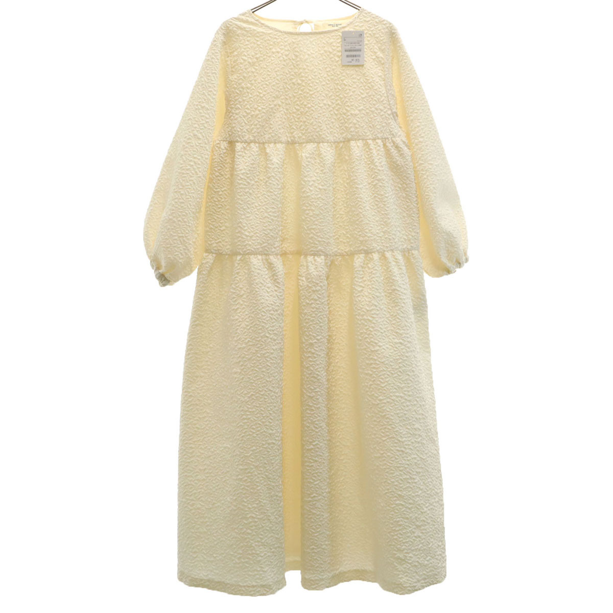 FREAK'S STORE フリークスストア 未使用 長袖 フクレジャガード ティアード ボリューム ロングワンピース F タグ付き レディース拍卖