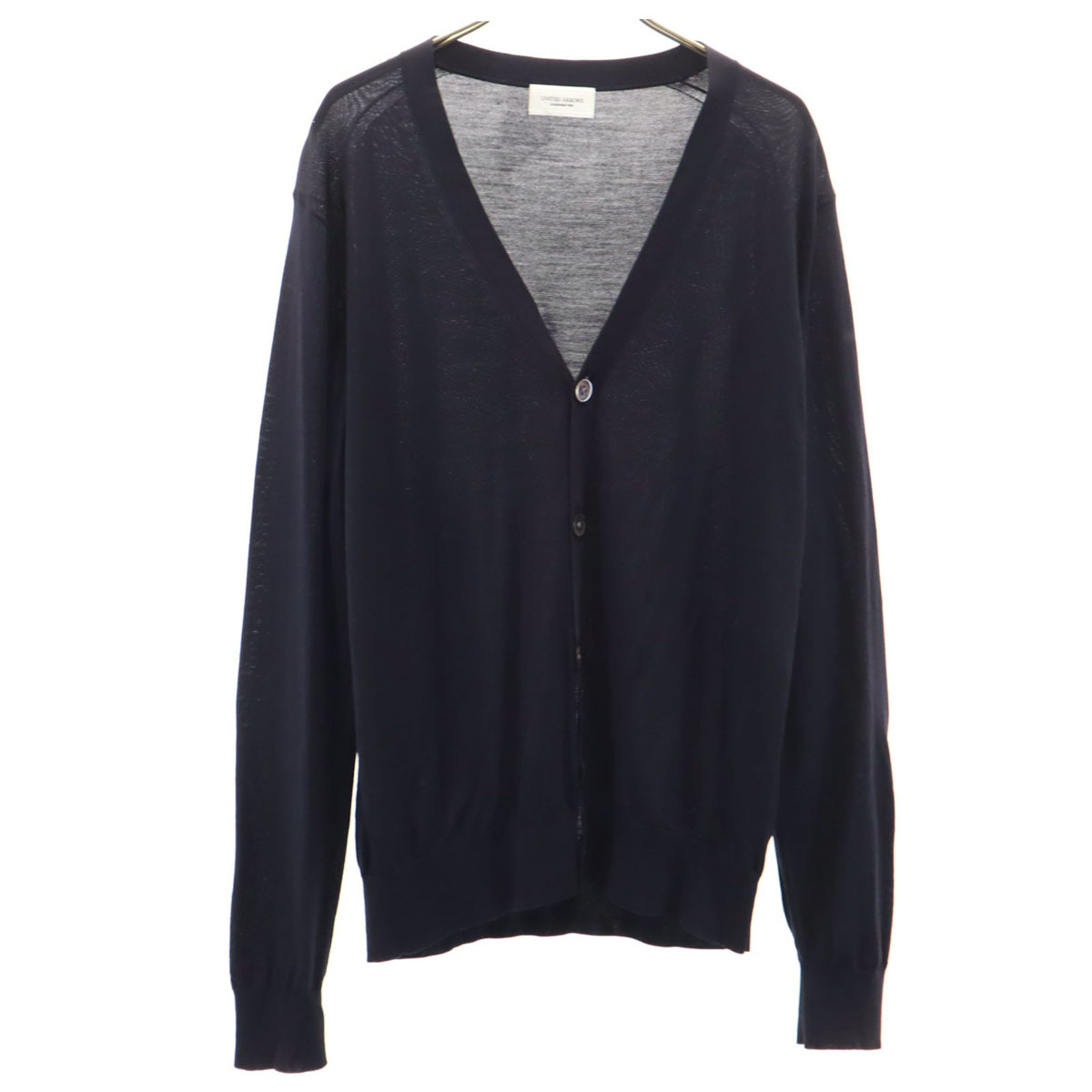 UNITED ARROWS ユナイテッドアローズ 長袖 ハイゲージ Vネック ニットカーディガン L ネイビー メンズ拍卖