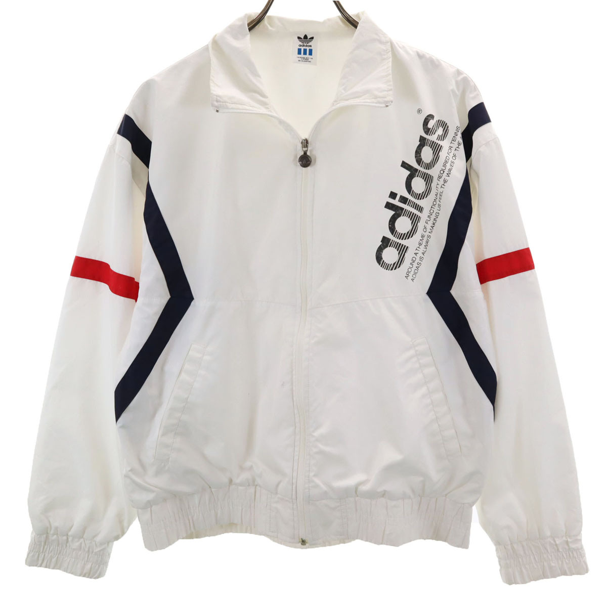 adidas アディダス 80s ヴィンテージ トレーニング ウインドブレーカー M ホワイト 裏トリコット デサント メンズ拍卖