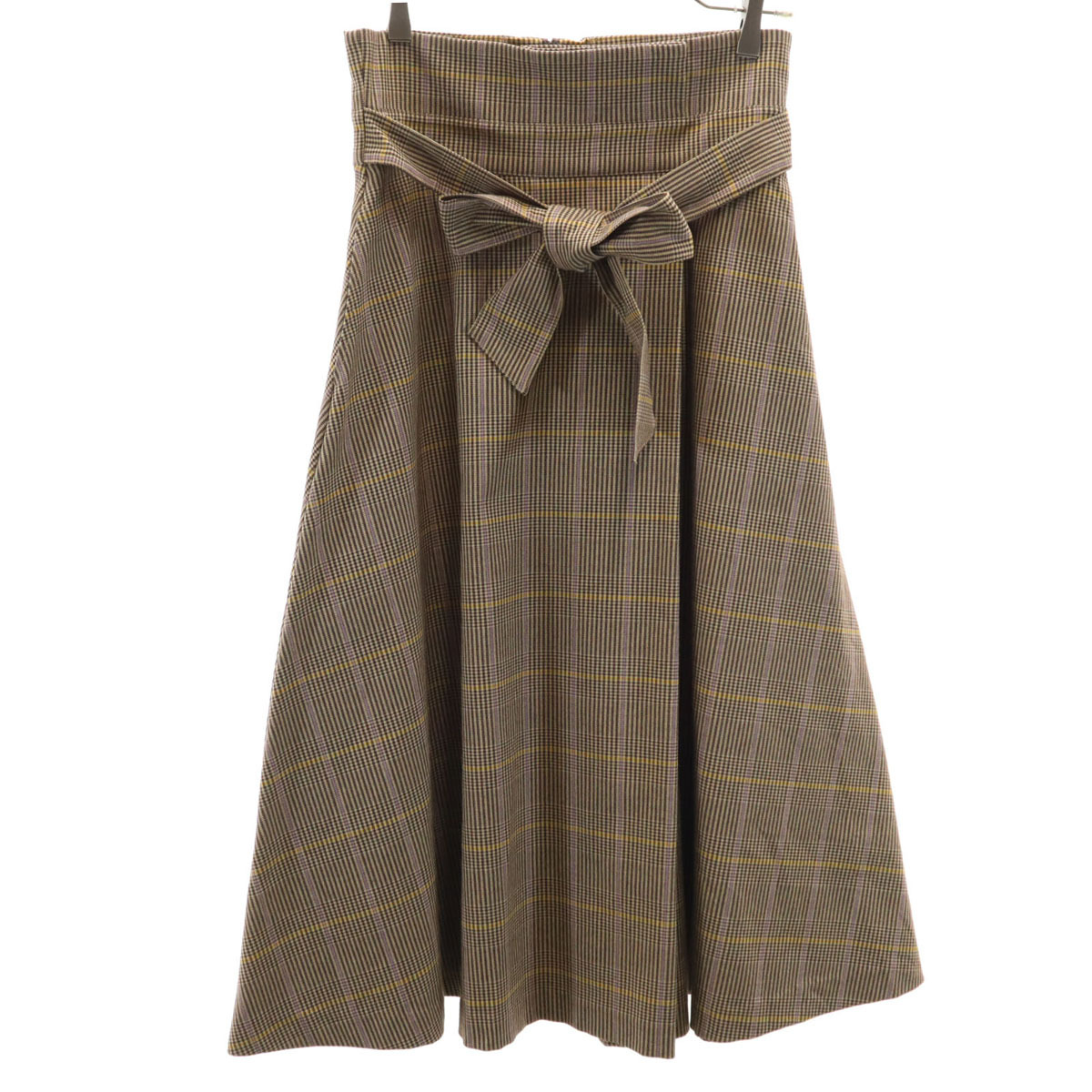 BARNYARDSTORM バンヤードストーム チェック柄 ロング丈 ハイウエスト フレアスカート 1 ブラウン系 レディース拍卖
