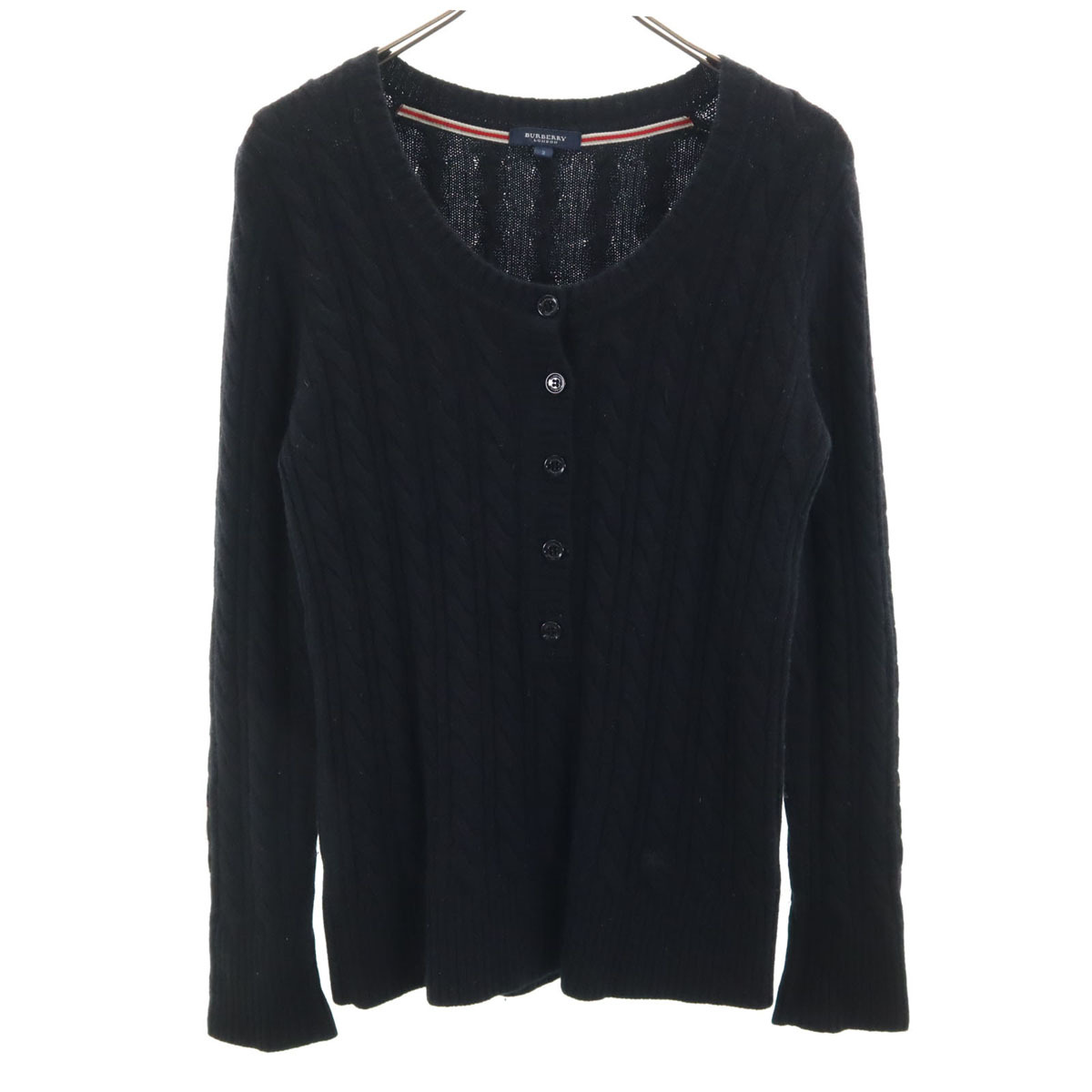 BURBERRY LONDON バーバリーロンドン ウールカシミヤブレンド 長袖 ハーフボタン セーター 2 ブラック 三陽商会 ニット レディース拍卖