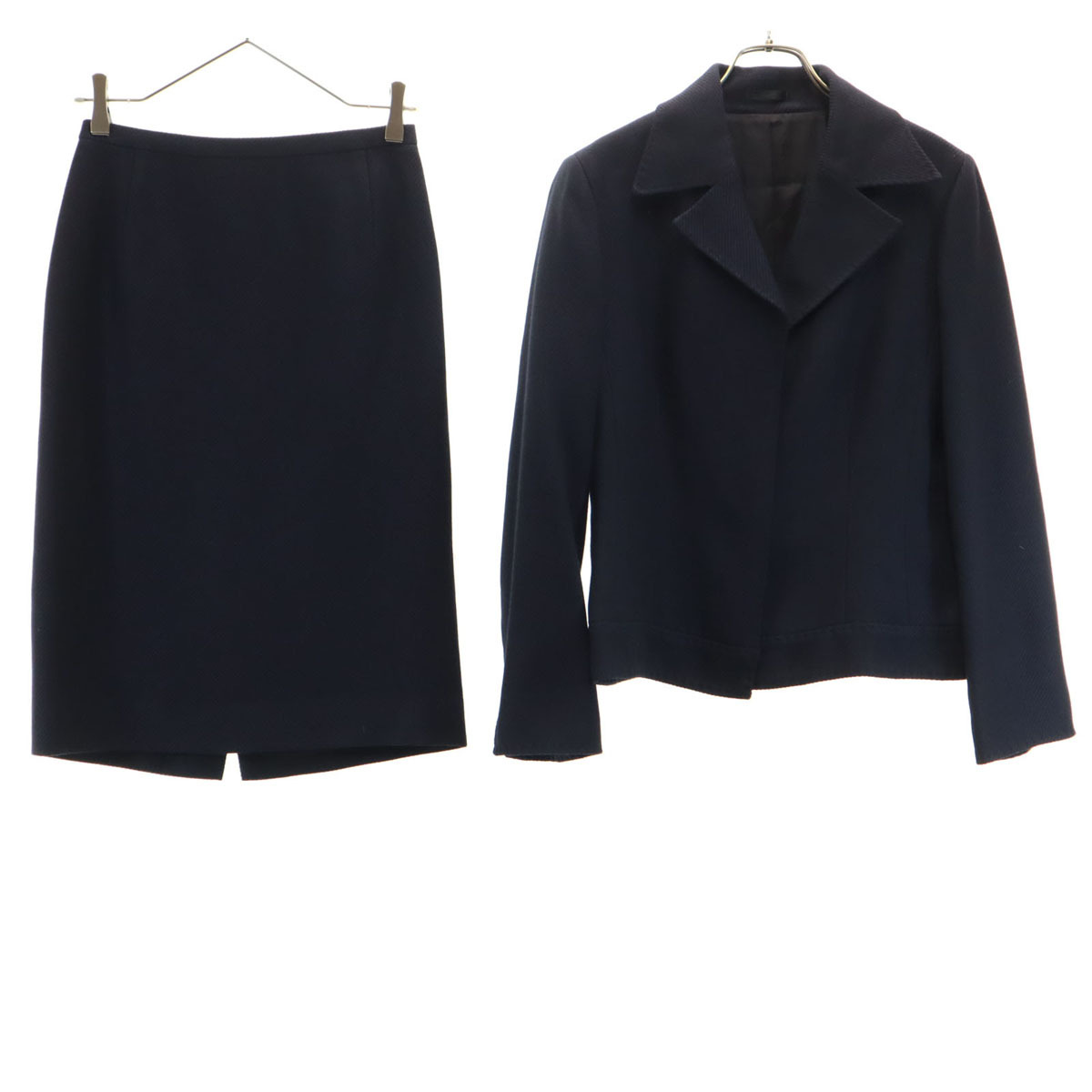 BURBERRY バーバリー シルクブレンド スカートスーツ 上下セットアップ 42/38 ネイビー 三陽商会 レディース拍卖