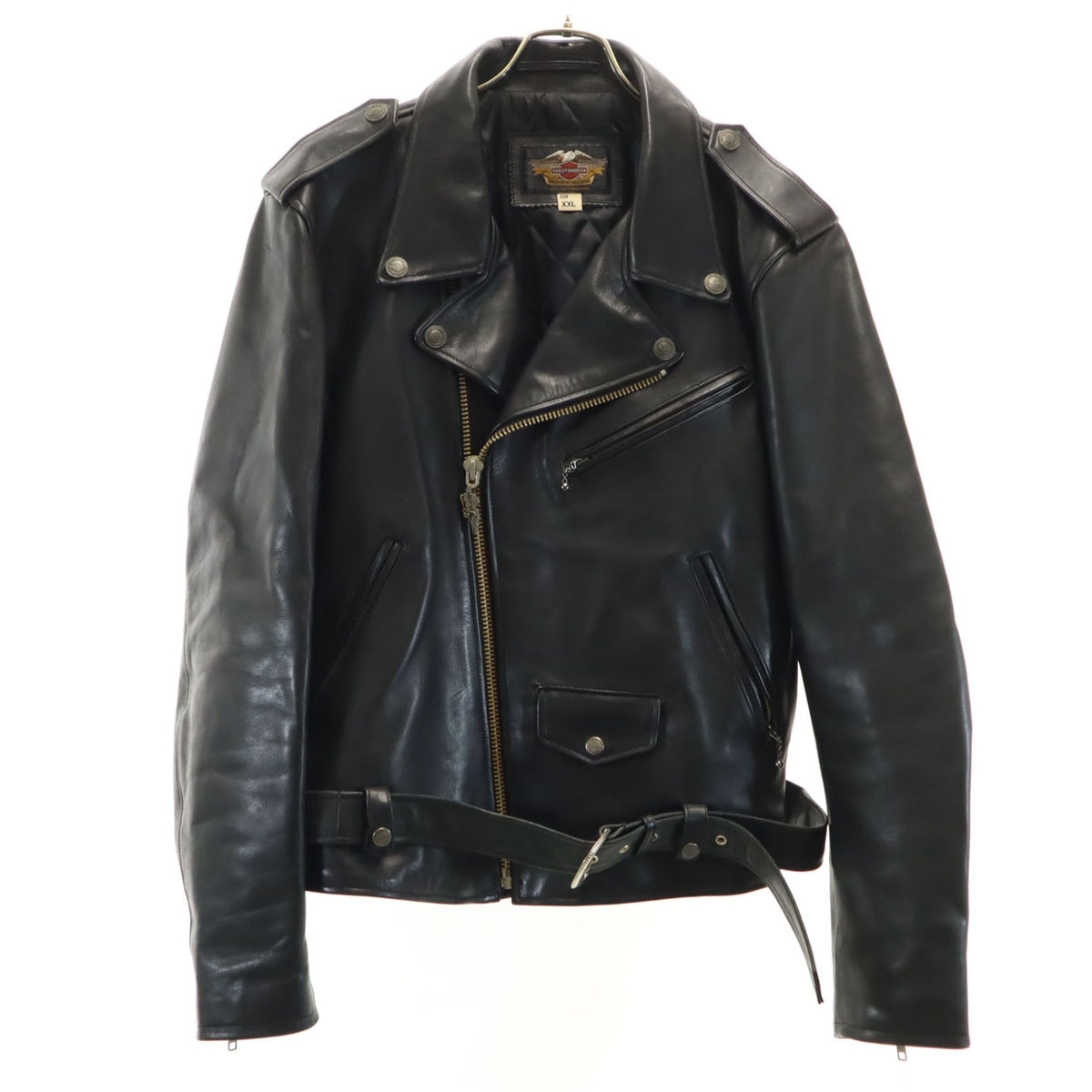 HARLEY DAVIDSON ハーレーダビッドソン 90s オールド レザー ダブルライダースジャケット XXL ブラック ビックサイズ メンズ拍卖
