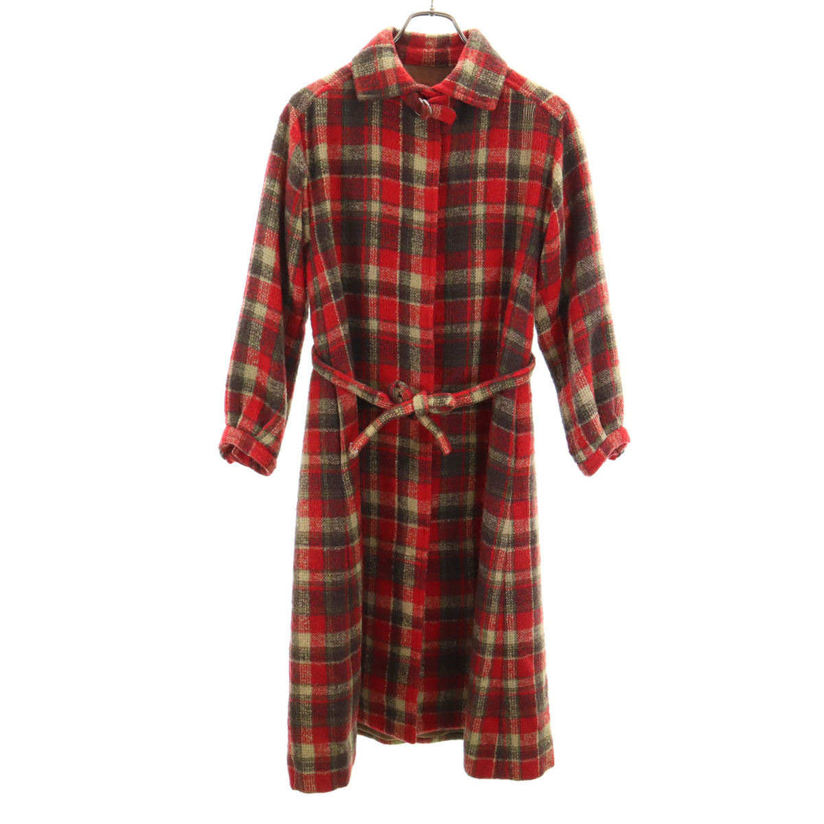 Christian Dior PRET-A-PORTER クリスチャンディオール プレタポルテ 90s オールド チェック柄 ウールコート レッド系 レディース拍卖