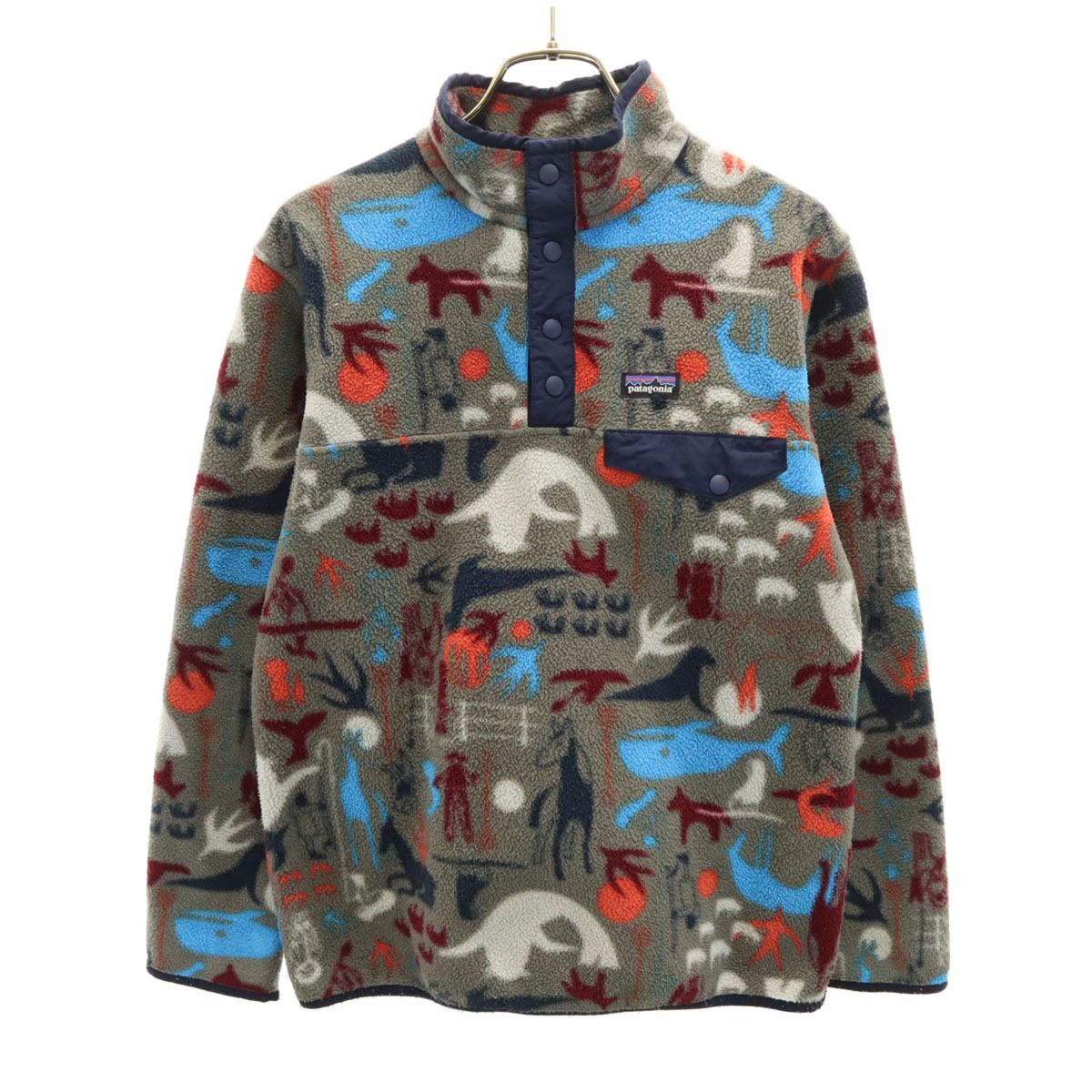 patagonia パタゴニア ハーフボタン プルオーバー フリースジャケット XL14 グレー系 アウトドア キッズ拍卖