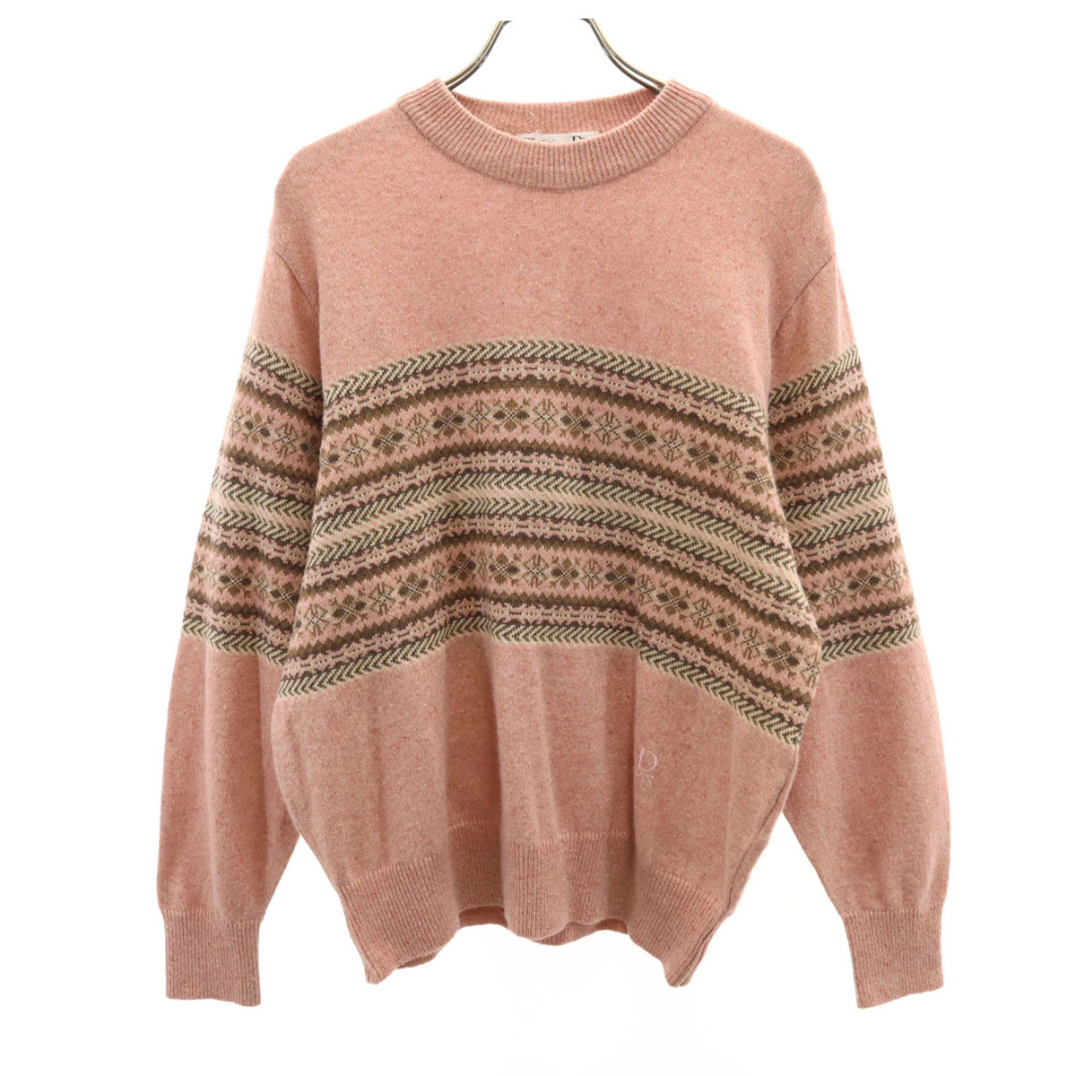 Christian Dior SPORTS クリスチャンディオールスポーツ 90s オールド ノルディック柄 長袖 セーター L ピンク ニット レディース拍卖