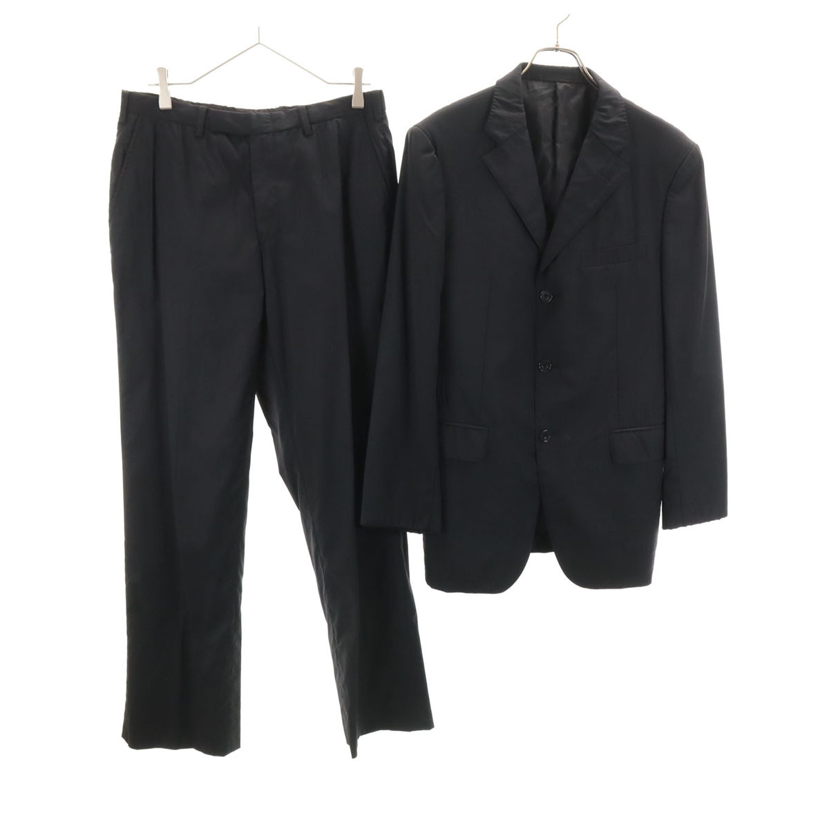 BURBERRY BLACK LABEL バーバリーブラックレーベル 日本製 ストライプ柄 スーツ 上下セットアップ 40R ブラック 三陽商会 メンズ拍卖