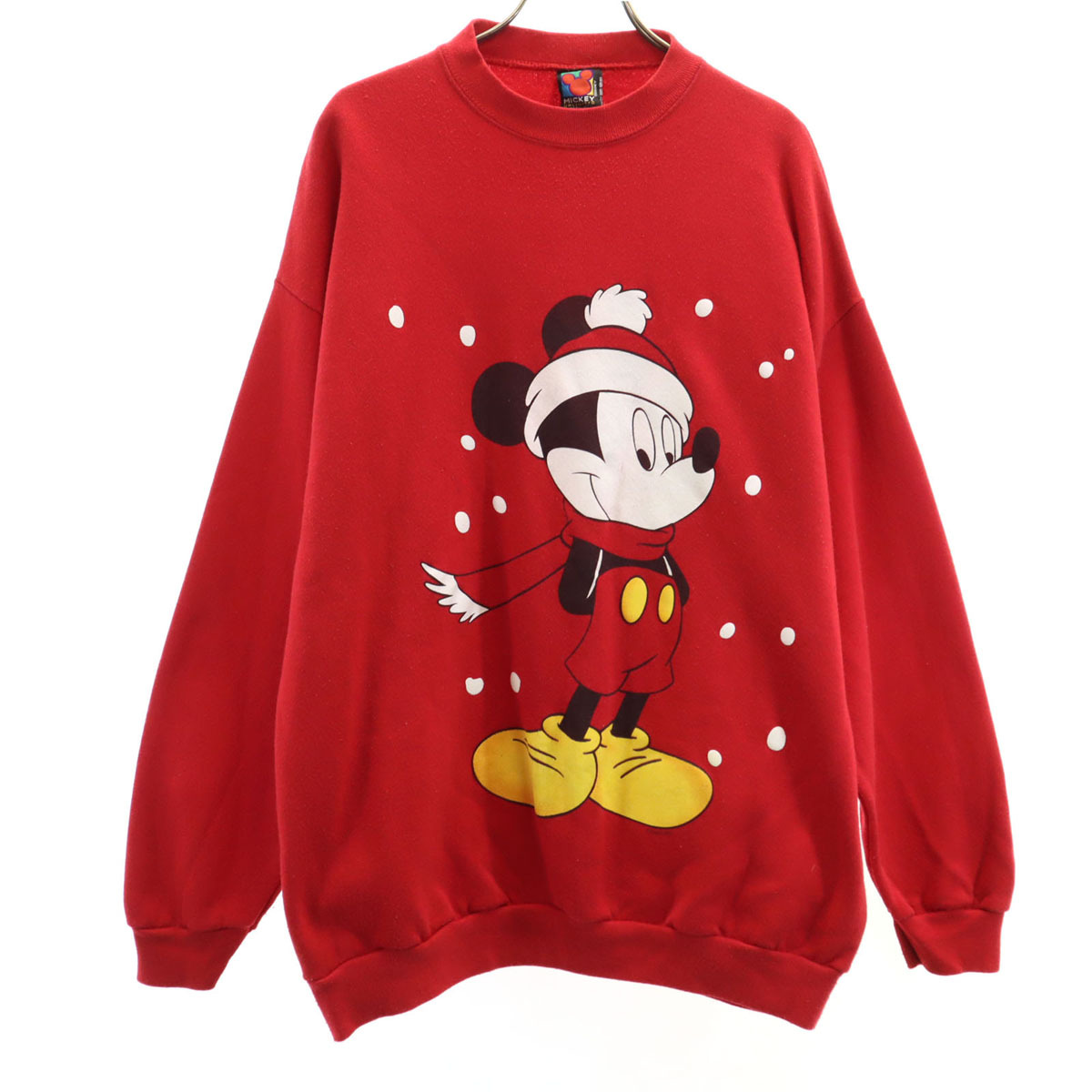 MICKEY UNLIMITED ミッキー アンリミテッド 90s オールド USA製 ミッキーマウス 長袖 トレーナー XL レッド スウェット ディズニー メンズ拍卖