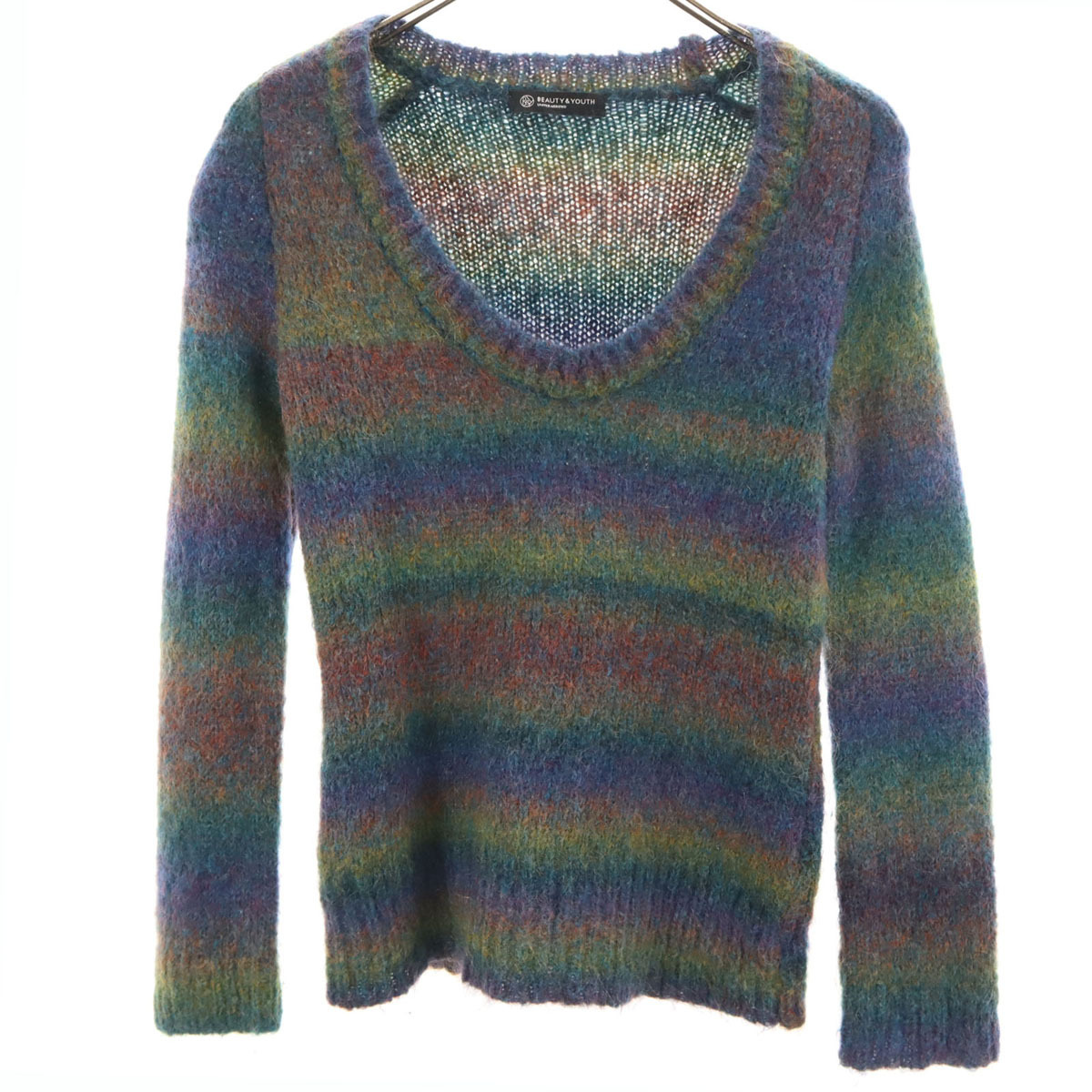 BEAUTY&YOUTH ビューティーアンドユース UNITED ARROWS グラデーションボーダー 長袖 セーター ブルー系 ニット レディース拍卖