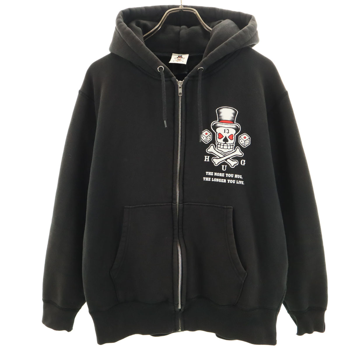 HEAVEN UNDER GROUND ヘブンアンダーグラウンド 長袖 スウェット ジップパーカー M ブラック 裏起毛 メンズ拍卖