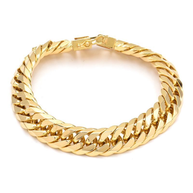 喜平ブレスレット 6面ダブル 内周20.1cm 全長22.5cm 101.4g K18YG 造幣局検定刻印 K18 イエローゴールド キヘイブレスレット 中古 送料無料拍卖