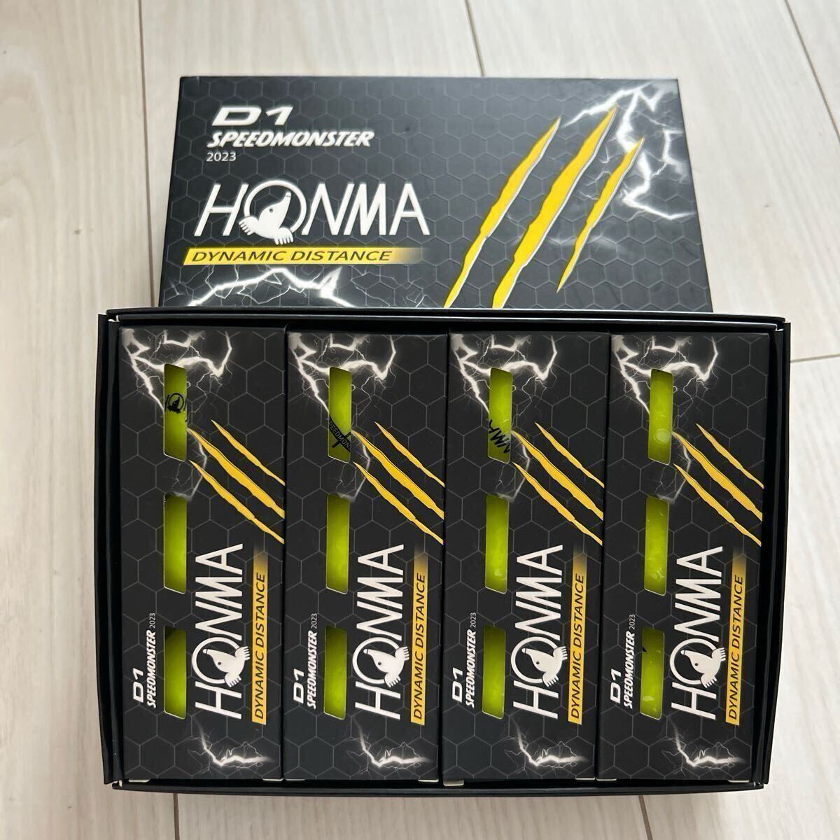 新品 ホンマ D1 SPEEDMONSTER 2023 イエロー 2ダース 正規品 2箱 2ダース 24球拍卖