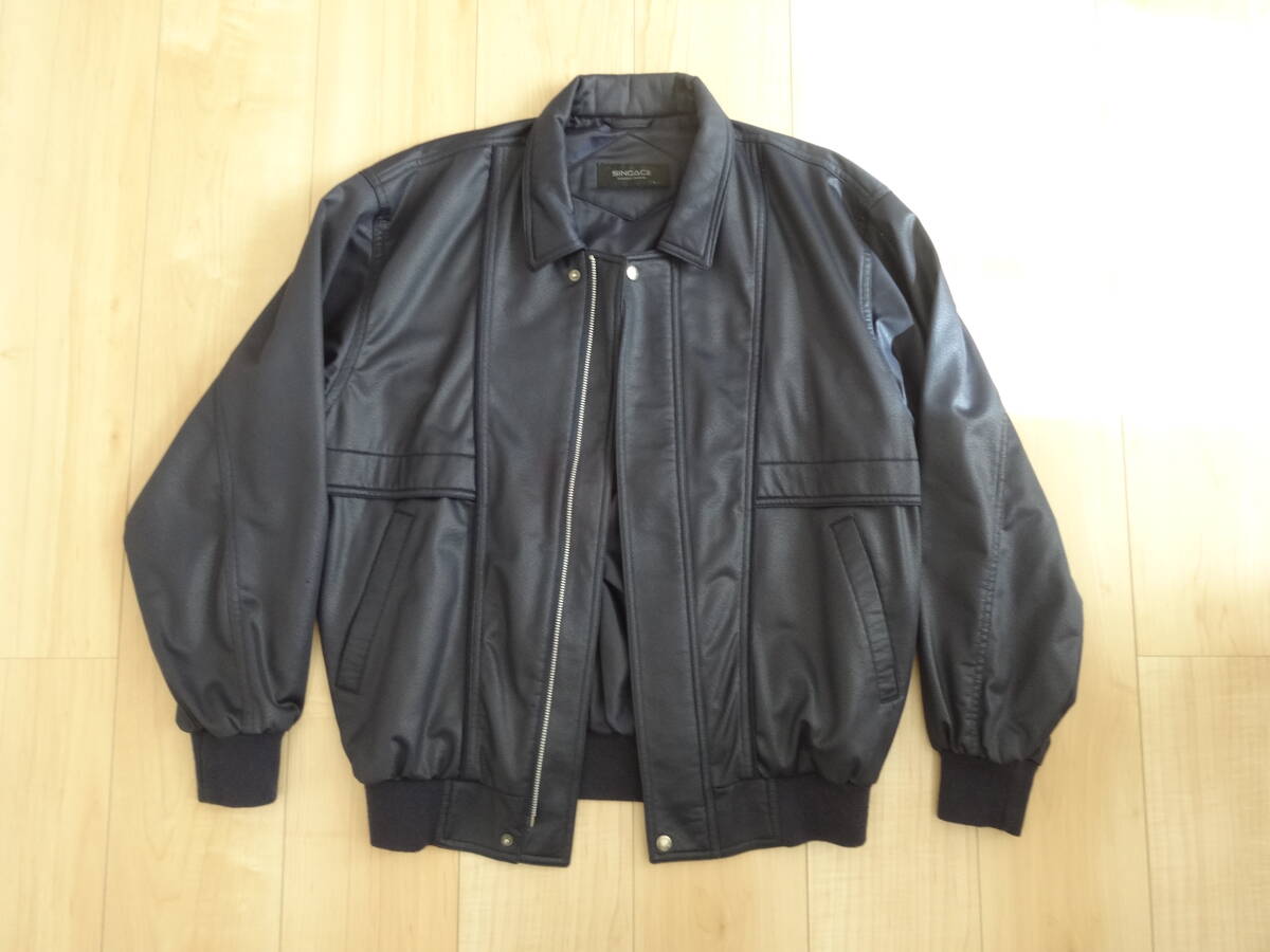(現状品) SINGACE レザージャケット ブルゾン アウター レディース サイズL ブラック系 黒系 秋冬用 #C12拍卖
