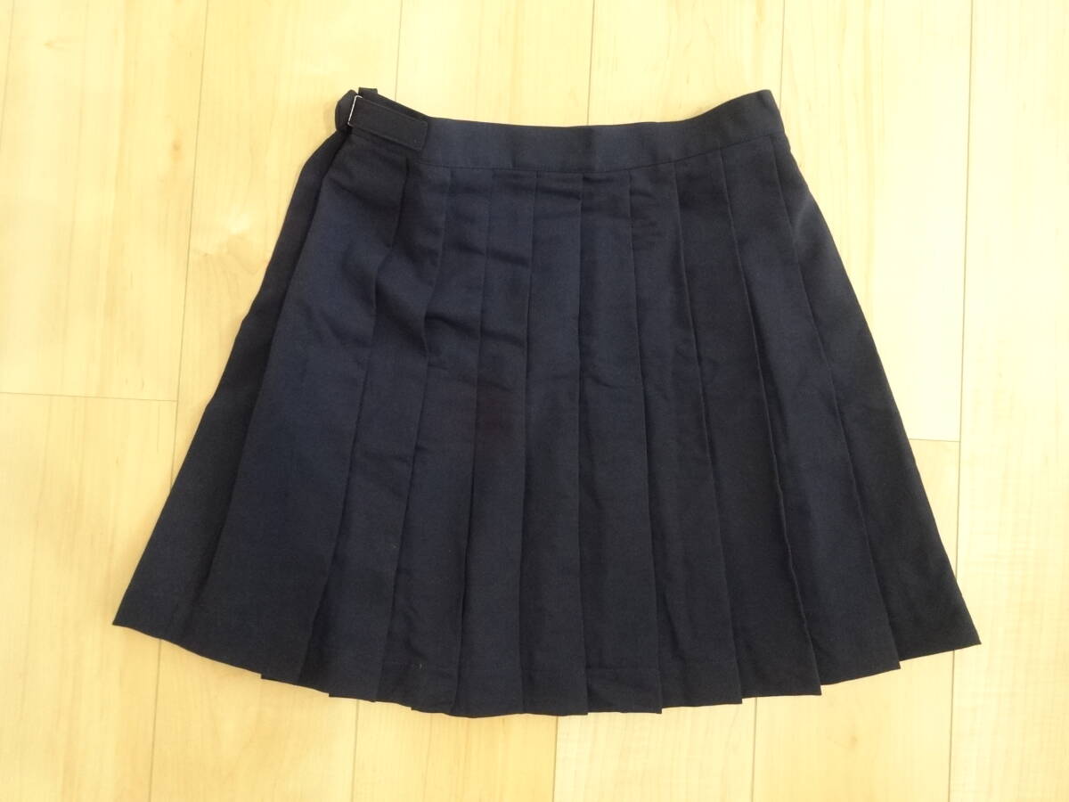 (現状品) プリーツスカート サイズ2L ひざ丈 レディース ネイビー系 紺系 制服 #C27拍卖
