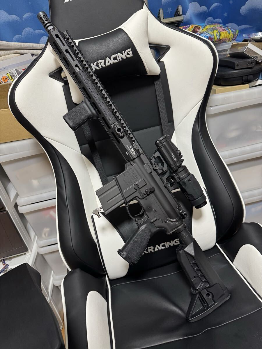 東京マルイ MWS BCM RECCE ライフル 実物パーツ他組み込み済み レプリカドットサイト、マグニファイア付 レシーライフル M4 MWS Mk18拍卖