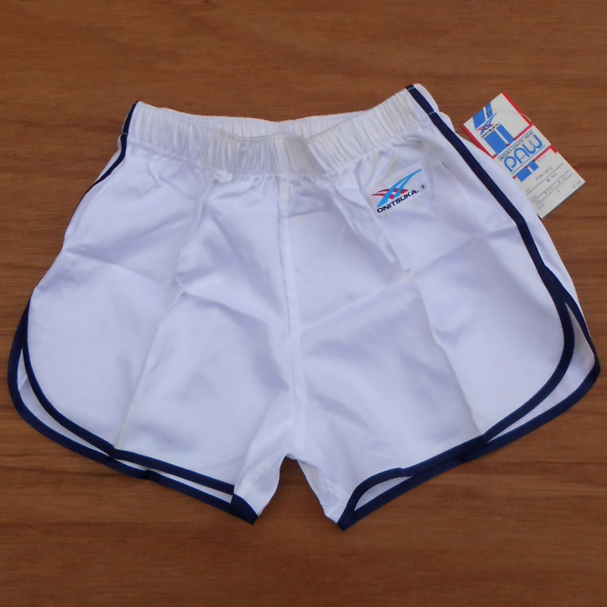 未使用 '80s ONITSUKA PAW オニツカ パウ PW0812 S ホワイトxネイビー 白x紺 ~W82 ランパン ショートパンツ 短パン 昭和 デッドストック 綿拍卖